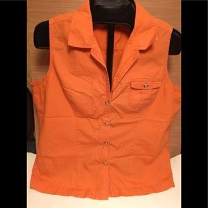 Brisas-Women’s Lg Sleeveless Button up Blouse Org.